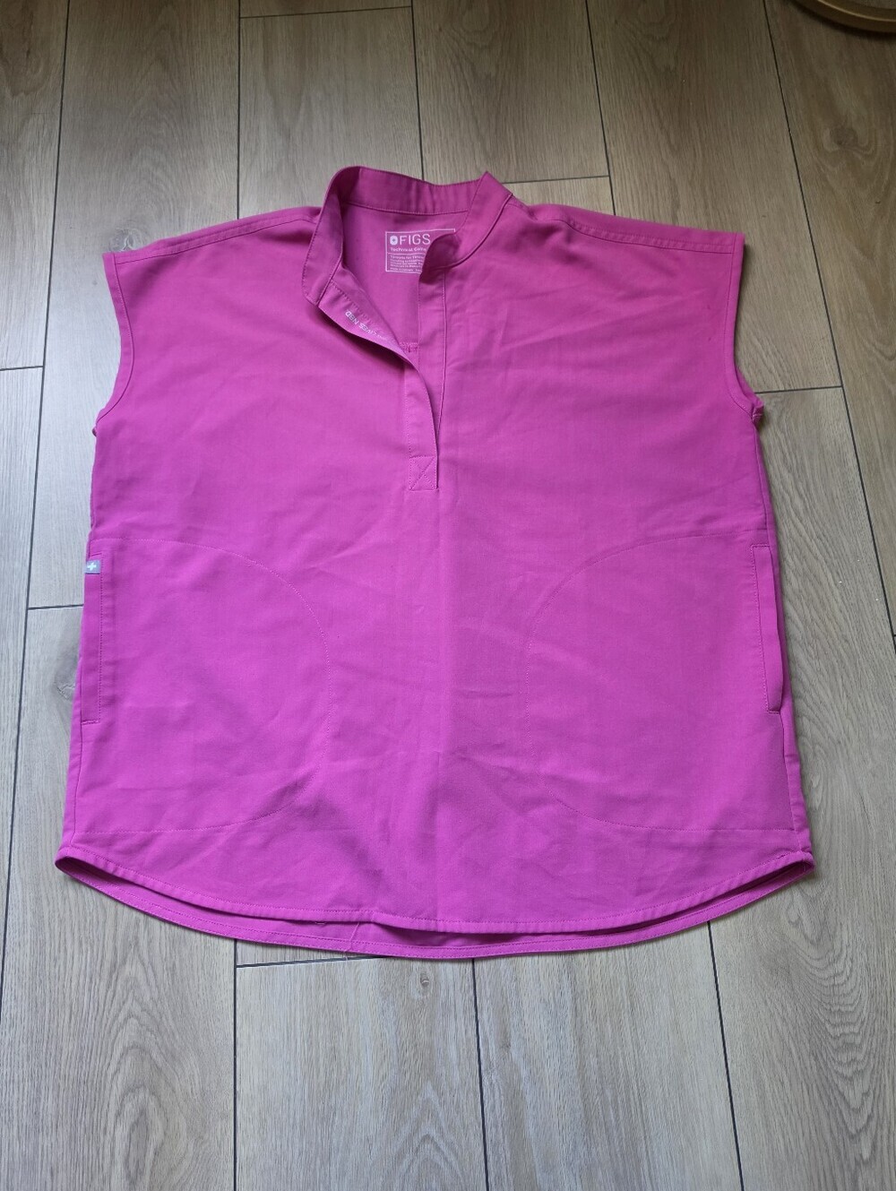 FIGS Women's Rafaela Oversized Scrub Top in Vibrant Pink Size S